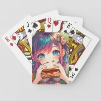 Cute Anime Girl eating a Peanut Butter and Jelly Playing Cards