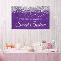 Silver Glitter on Royal Purple Sweet Sixteen Banner