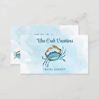 Watercolor Blue Crab Coastal Professional Business Card