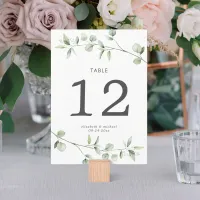 Simple Eucalyptus Large Wedding Table Number