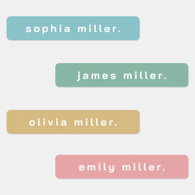 Simple Boho Rainbow Waterproof Name Labels