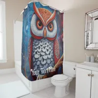 Cosmic Owl: Vibrant Wisdom Shower Curtain