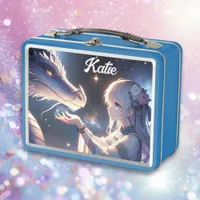 Anime Girl and Her Dragon Mystical Personalized Metal Lunch Box