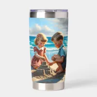 Children Building a Sandcastle on the Beach  Insulated Tumbler