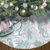 Nautical Beach Collage Sage ID840 Brushed Polyester Tree Skirt