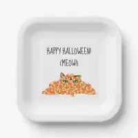 Cat in the Candy Corn Funny Halloween Paper Plates