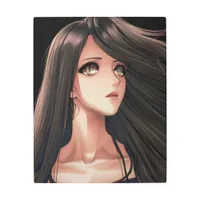 Brown Eyed Brunette Anime Girl   Metal Print