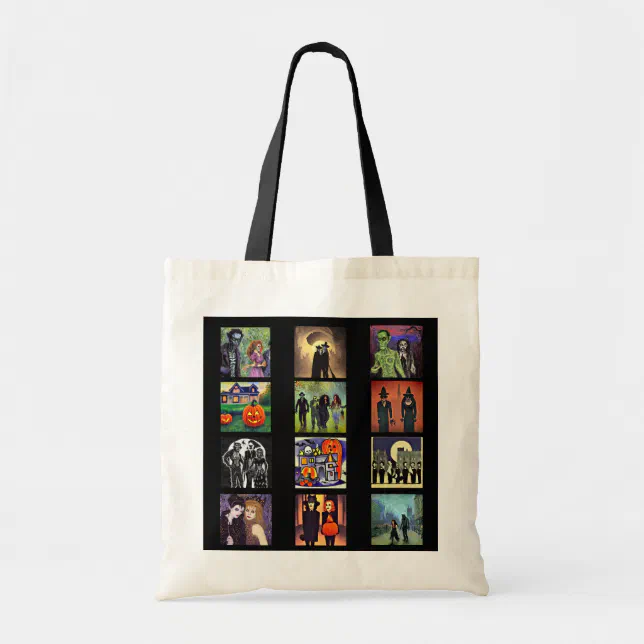 Halloween patchwork tote bag