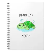 Personalized Cute Turtle Cartoon Name  Notebook