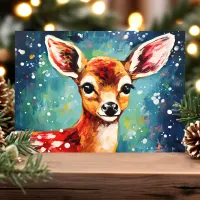 Curious Fawn Colorful Winter Christmas Holiday Card