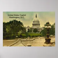 United States Capitol from Library Steps Date 1898 Poster