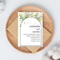 Celestial Gold Wildflowers Arch Wedding  Invitation