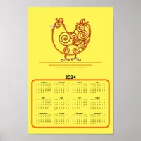 Calendar - Chicken in Copper Wire Poster