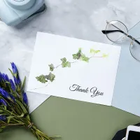 Green English Ivy Vine Watercolor Thank You Invitation