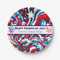 Red, White and Blue Patriotic Personalized Paper Plates