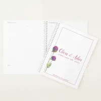 Simple Watercolor Amaranth Thistle Flower Wedding Planner