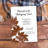 Brown Leaf Stamp Thanksgiving Dinner Invitation