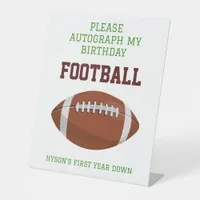 Football First Year Down 1st birthday Pedestal Sign