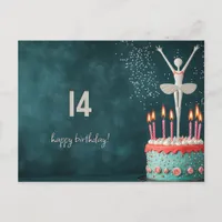 White Ballerina Birthday Cake Postcard