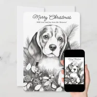 Cute Beagle Dog Enjoying Christmas Coloring Holiday Card
