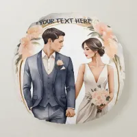 Bride & Groom Couple in Love  Round Pillow