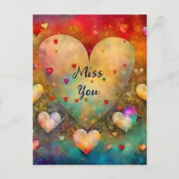 Pretty Vintage Hearts Miss You Postcard