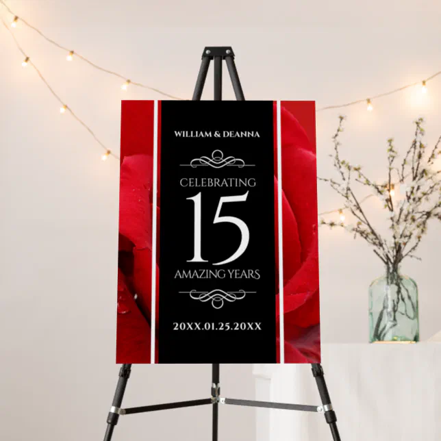 Elegant 15th Rose Wedding Anniversary Celebration Foam Board