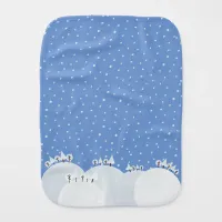 Peaceful winter forest with snow and snowflakes baby burp cloth