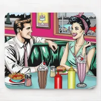 Retro 1950's Couple at Diner Mouse Pad