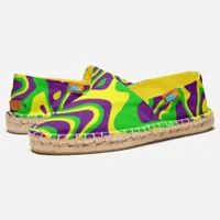 [Mardi Gras Op-Art] Purple Green Yellow Swirls Espadrilles