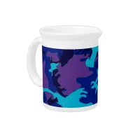 Camouflage Dark Blue & Purple Pattern Beverage Pitcher