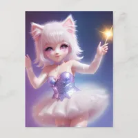 Cute Pink AI generated cat ballet dancer Postcard