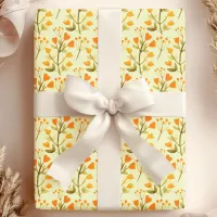 Golden Blooms Watercolor Wildflower Wrapping Paper