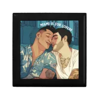 Miami Downtown Gay Men Cuddling Illustration Gift Box