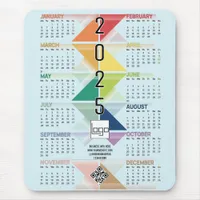 2025 Calendar Business Logo QR Code Aqua Custom Mouse Pad