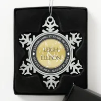 Elegant 27th Music Wedding Anniversary Snowflake Pewter Christmas Ornament