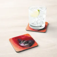 Sugar Glider in Orange Hanging Bed Beverage Coaster