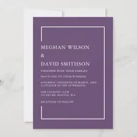 Simple Minimalist Purple Modern Wedding Invitation