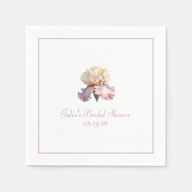 Personalized Bridal Shower Elegant Blush Flower Napkins