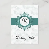 aqua monogram wishing well cards