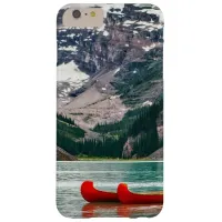 Beautiful Mountain Scene with Red Canoe Phone Case