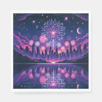 Fireworks over the City Skyline | Fourth of July Napkins