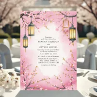 Cherry Blossom Lantern Pink Spring Wedding Invitation