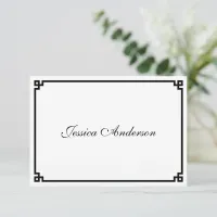 Black Greek Key Border Wedding Place Card