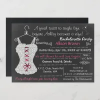 Chalkboard pink Lace Lingerie Shower Bachelorette Invitation