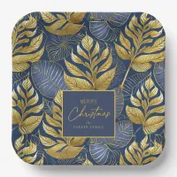 Blue Gold Christmas Pattern#29 ID1009 Paper Plates