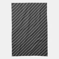 Thin Black and Gray Diagonal Stripes Kitchen Towel