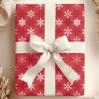 Festive Red & White Snowflake Christmas Wrapping Paper