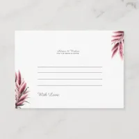 Coral Blush Pampas Wedding Advice Enclosure Card