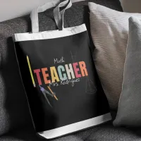 Math Teacher Custom Black  Tote Bag